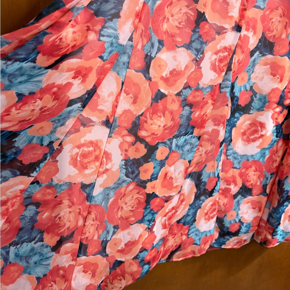 Vintage Laura Ashley Pink Floral Rose Midi Skirt Asymmetrical Y2K 90s 1X NWT Mod - Picture 7 of 10